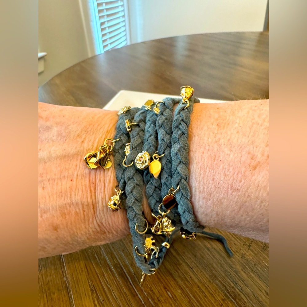 Disney Gray Suede Wrap Charm Bracelet